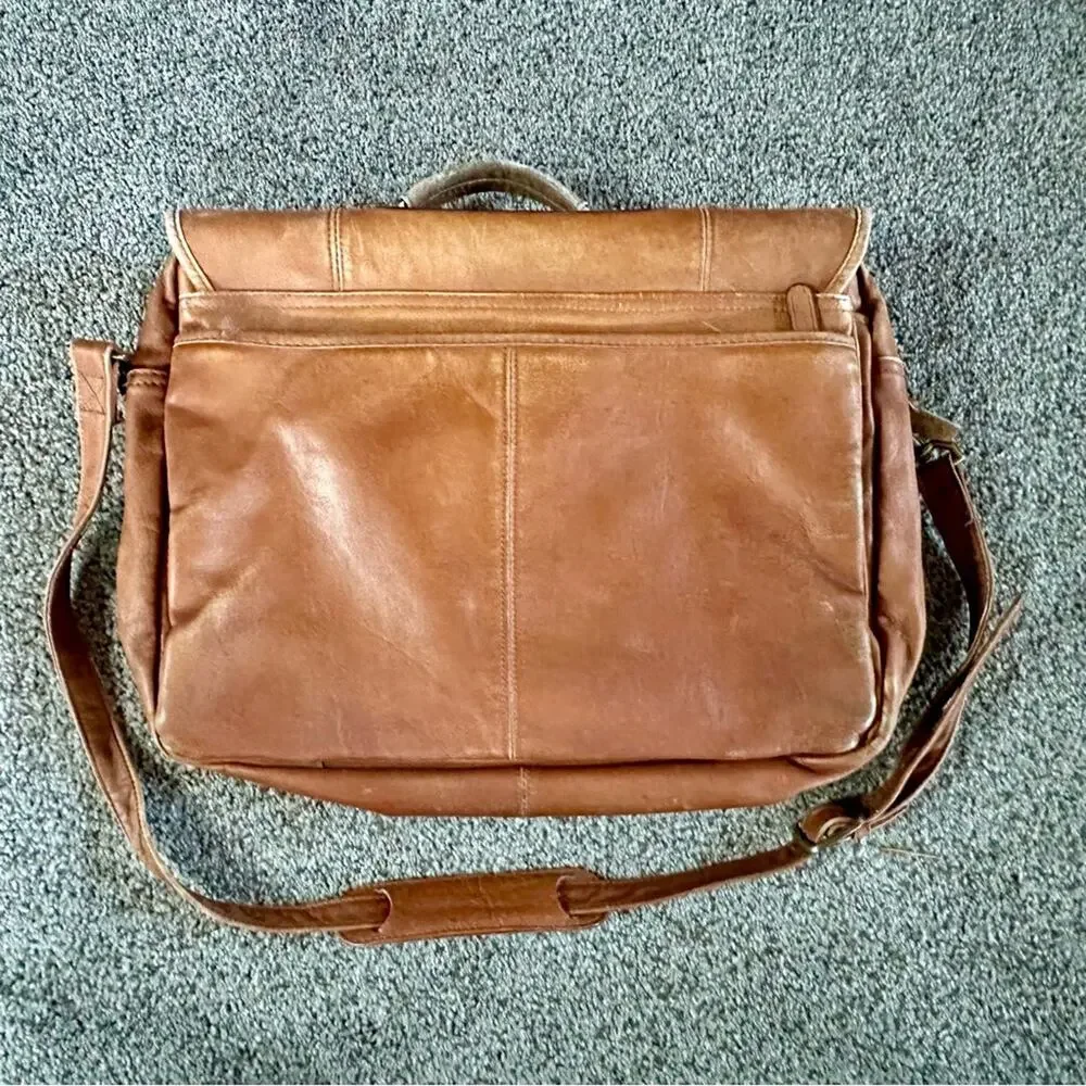Dorado Brown Leather Messenger Bag Briefcase Satchel Laptop Work Bag Vintage